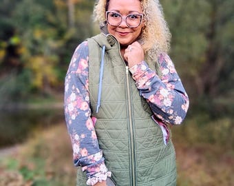 Patrón de costura en PDF para chaleco Clayton, incluye tallas de EE. UU. 0 a 32, chaleco para ropa de abrigo