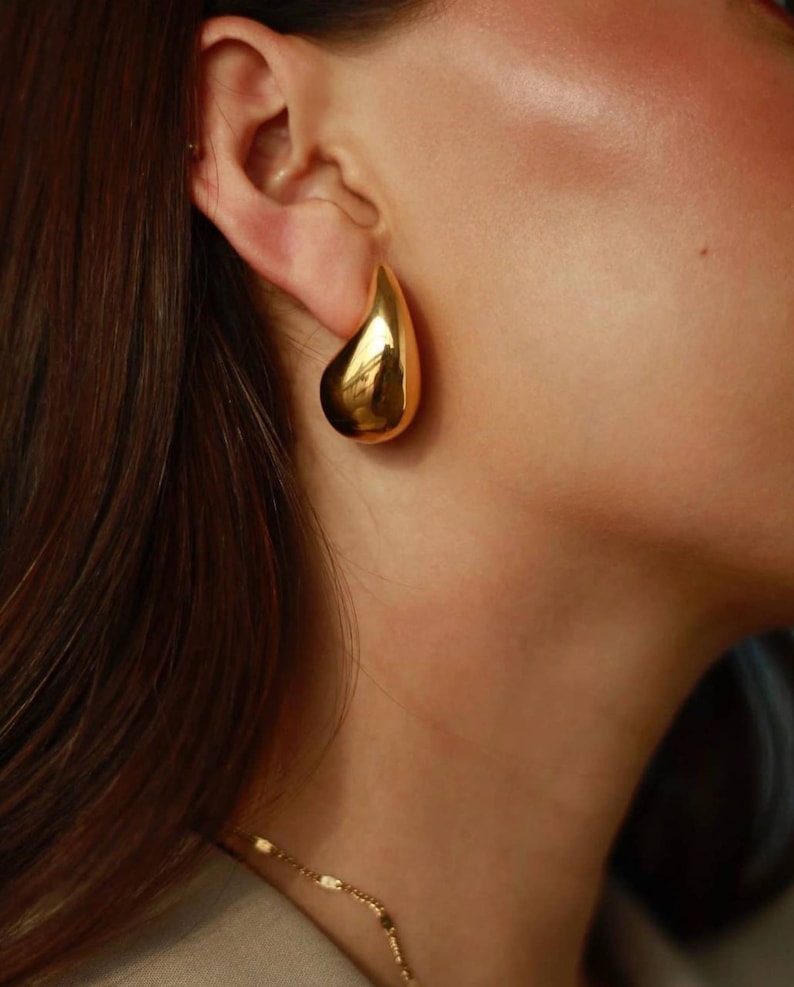 Boucle d'oreille goute or boucle d'oreille goutte d'eau plaque tendance