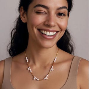 Necklace freshwater pearl in stainless steel jewelry gold plated necklace