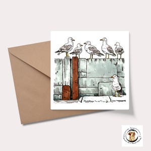 Gabbiani, Mare, Biglietto con Gabbiano, Costiero, Fauna Selvatica, Biglietto d'auguri, Biglietto vuoto, Biglietto per amanti degli uccelli