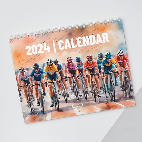 Cycling Calendar 2024 Wall Art, Cycling 2024 Wall Calendar, Cycling Racing Calendar 2024, Cycling Wall Art, Watercolor Wall Calendar