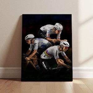 Tadej Pogacar, Remco Evenepoel, Mathieu van der Poel, Radsport Poster, Radsport Wandkunst, Geschenk für Radsportliebhaber
