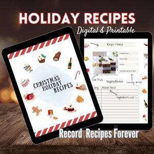 Holiday recipes, Christmas Recipe Card, Recipe Card, Recipe Template, Printable Recipe Card, Digital Recipe Card