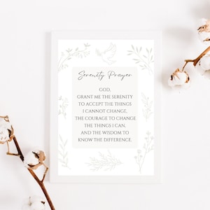 The Serenity Prayer Christian Wall Art, Minimalist Digital Print, Ideal Sobriety Gift