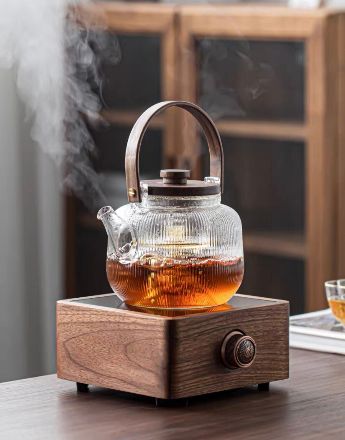 Universal Teapot Warmer - Beautiful Aluminum alloy Warmers|Tea Pot Heater  in Frosted Gold with Ornate Design.