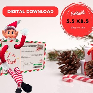 EDITIERBARE Elfe Ankunft Postkarte Elfen Accessoires Elfe Ankunft Paket Weihnachten Festlicher Anhänger Elfe Versandetikett Heiligabend