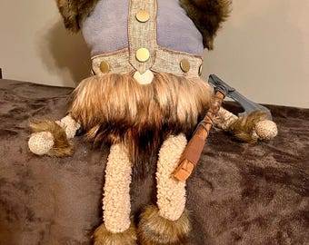Handmade Viking Gnome with Axe: Plush Scandinavian Decor
