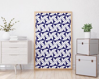 Navy Blue Geometric Print: Minimalist Abstract Wall Art (Digital Download)