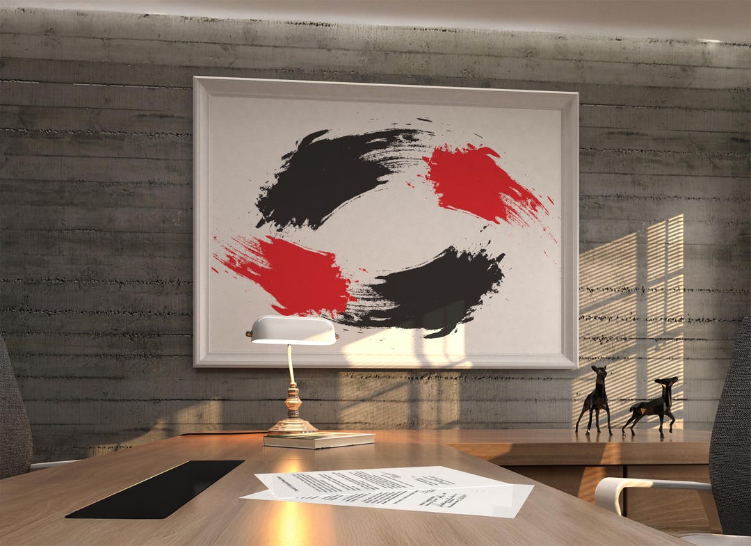 Red and Black Abstract Brushstroke Wall Art | Bold Minimalist Printable ...