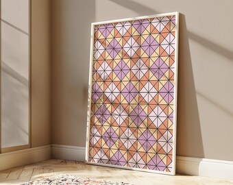 Mid Century Modern Geometric Art Print: 70s Retro Abstract Decor