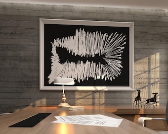 Abstract Scribble Line Art Print: Black and White Modern Wall Decor (Digital Download)