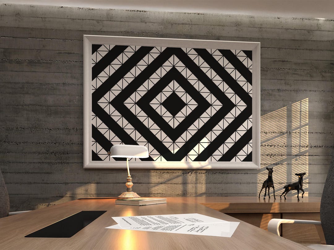 Modern Black and White Geometric Wall Art Minimalist Digital Print Bold ...