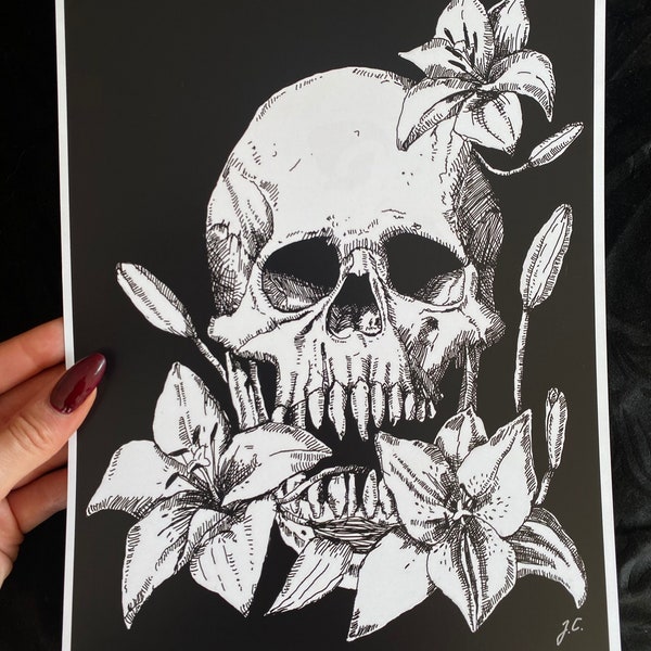 Skull and Lilies