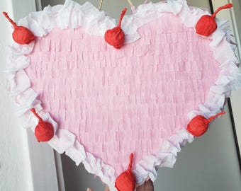 Heart Shaped Cake Piñata With Cherries| Birthday Cake | Valentines Day