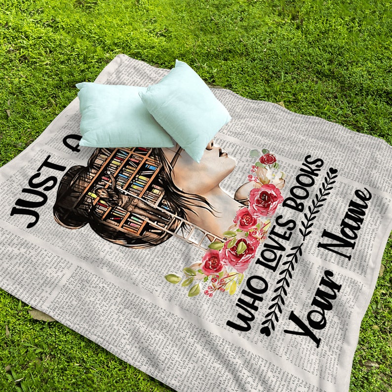Personalized Fleece Blanket Customized Name Book Lover Girl Quote