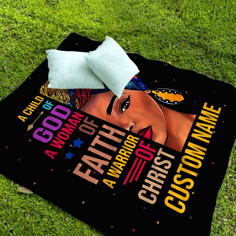 Personalized Fleece Blanket Customized Name God Inspirational Quote