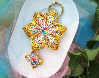 Regenbogen Taschenanhänger, Blumen Schlüsselanhänger, Taschenanhänger/Handtaschenanhänger
