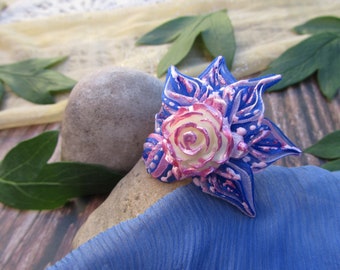 Forcina per capelli Dalia rosa blu (1 pz), accessorio floreale