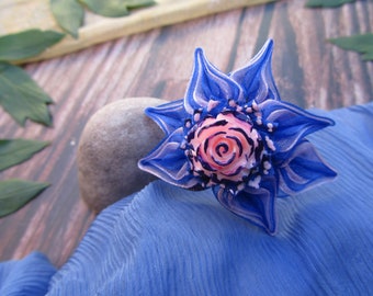 Blue Pink Dahlia Hair Pin (1 pc), Flower Accessorie