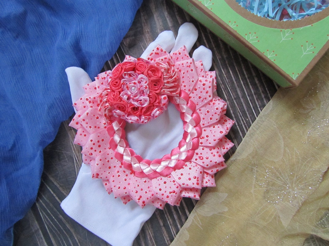 Big Fridge 5,8 Inches, Made of Satin in Gift Box /pink Wreath for Front Door, Gentle Baby