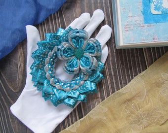 Blue Flower Home Decor (5 inches, Made of Satin), Mini Wreath for Front Door