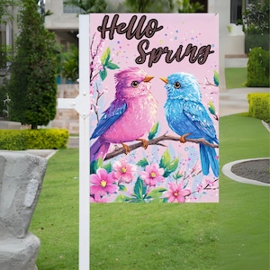 Hello Spring Garden Flag Digital Design, Garden Flag Sublimation Design, Printable Yard Banner, Spring Yard Decoration, 12x18 Inch, 300 DPI