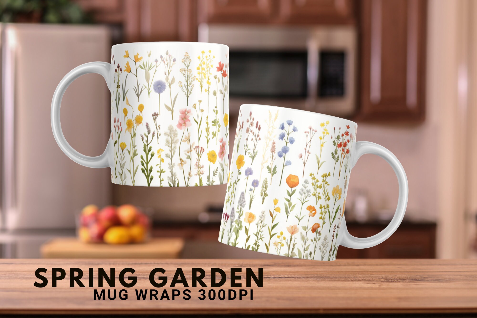 Pressed Flower Mug Png, Coffee Wrap Png, Watercolor Pressed Flower Mug ...