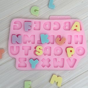 Molde de silicona con letras mayúsculas, molde de fondant con el alfabeto para decorar pasteles, molde con letras mayúsculas para hacer dulces, molde de letras de chocolate DIY