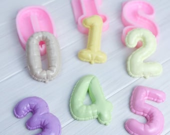 Balloon Numbers Set Silicone Mold, Birthday Decoration Mold, 0-9 Numbers Mold, Molds For Cake, Number with Balloons Silicone Mold for Resin