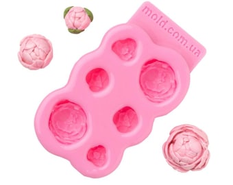 Mini Peony Silicone Mold Set for Wedding Cake Toppers, Floral Fondant Mold for Cupcakes, Dessert Decoration Mold, Elegant Flower Sweets Mold
