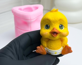3D silicone mold duckling, Baby shower handmade mold, Duck sculpture mold, Cute duck resin mold, Farms animal candle mold, DIY fondant mold