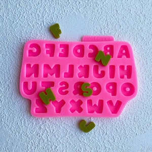 Molde de alfabeto de silicona, molde de letras en inglés, molde de alfabeto de epoxi DIY, molde para manualidades escolares de bricolaje, molde hecho a mano para llaveros o joyas