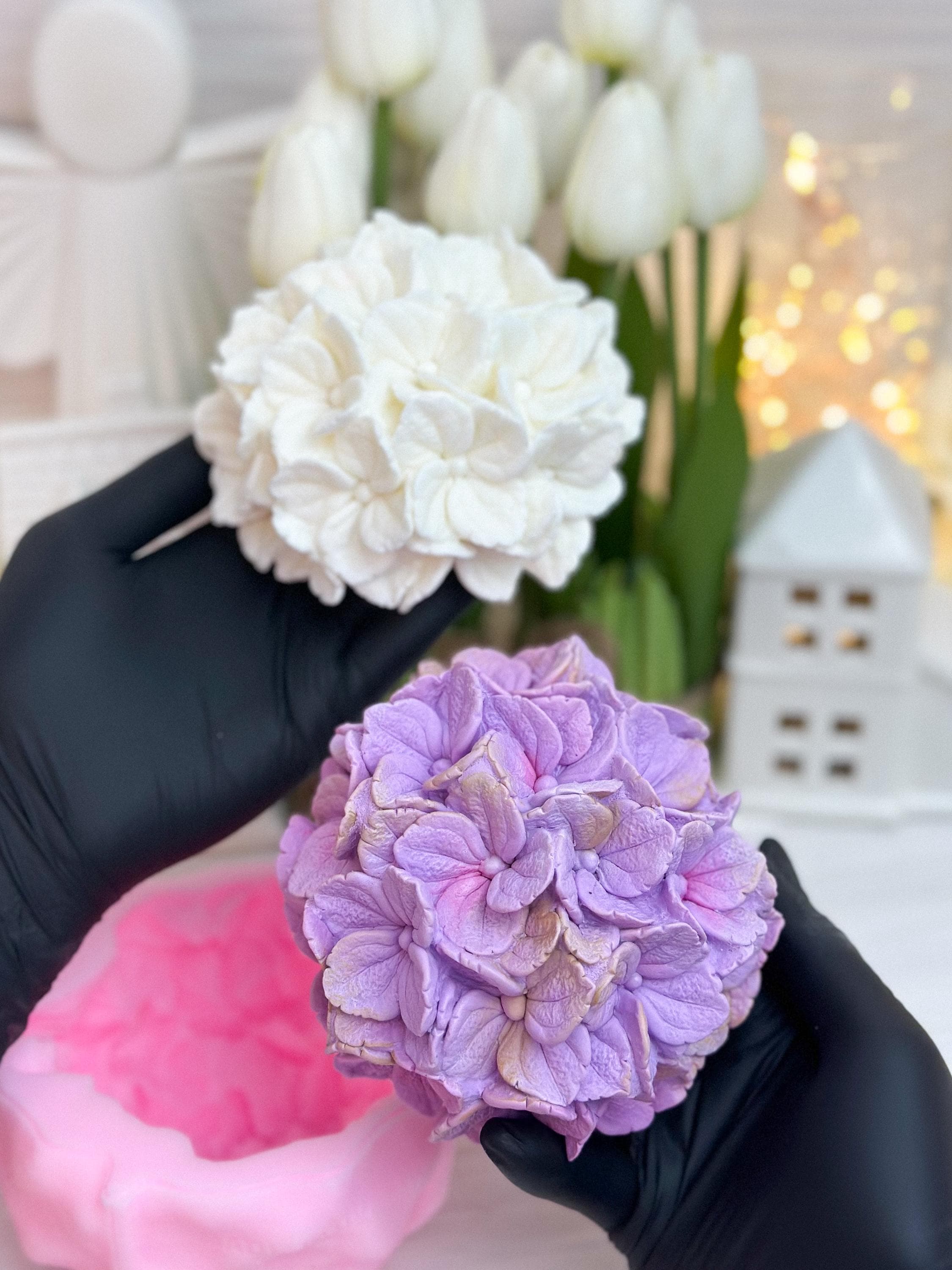 Moule silicone fleur d hortensia et feuilles pour fimo wepam - France