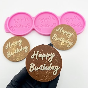 Happy Birthday Silikonform für Schokolade und Fondant, Geburtstags-Topperform für Kuchendekoration und Süßigkeiten, Party-Gastgeschenk-DIY-Form, Gießharzform