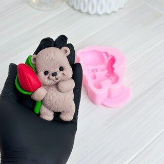 Stampo In Silicone Per Candela A Forma Di Orso 7x7,4cm - Fai Da Te Sapone, Cioccolato, Resina