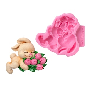 Silikonform Hase mit Tulpen
