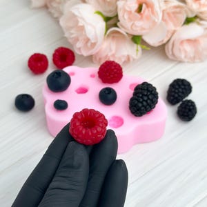 Silicone Mold Berries Set, Blackberry and Raspberry Topper Mold, Realistic Blueberry Mold, Fruit Candy Mold, Chocolate Mold, Sugarcraft Mold