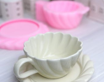Teacup and Saucer Silicone Mold Set, Cup Mold for Making Fondant Decor, Mold for Resin and Crafts, Chocolate Mold for Cake Topper