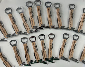 personalized wooden lemonade maker - bottle opener knife corkscrew - Father's Day - bachelorette party wedding gift