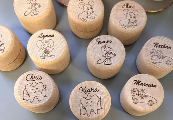 Boîte à Dents De Lait Personnalisable - Bois Français - Gravure Prénom Enfant + Texte