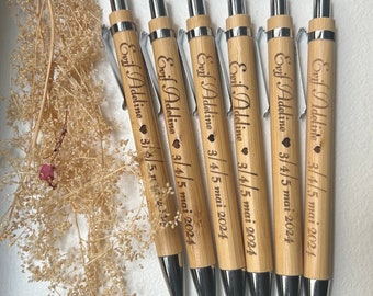 Bolígrafo de bambú personalizado-regalo evjf -dama de honor-regalo personalizado-regalo evjf-regalo aniversario-lápiz personalizado