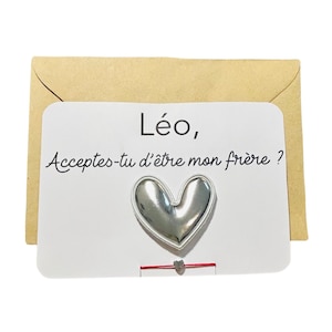 Cartão de anúncio de gravidez personalizado - pergunte se você será meu irmão - broche personalizado e pulseira com pingente de coração - promova o irmão mais velho