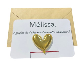 Carte annonce mariage personnalisé-demande veux tu être ma demoiselle d’honneur-broche personnalisé et bracelet pendentif cœur-promue témoin