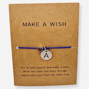 Pulseira de fio fino com pingente de coração - pingente de letra medalhão - inicial em ouro ou prata - aço inoxidável - faça um amuleto de boa sorte
