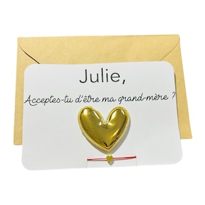 Carte annonce grossesse personnalisé-demande veux tu être ma grand mère -broche cœur personnalisé et bracelet pendentif cœur-devenir mamie