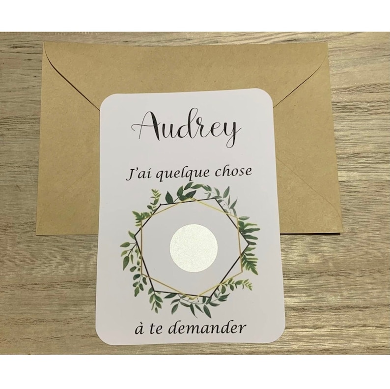 Carte à gratter-demande témoin-garçon d’honneur,demoiselles d’honneur,carte personnalisable, annonce mariage, pastille or argent ou or rose image 3