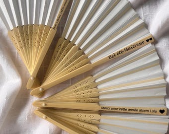 Ventaglio in legno personalizzato - regalo di fine anno, regalo, regalo di ringraziamento per insegnante, tata, assistente scolastico, ventaglio con nome, simbolo