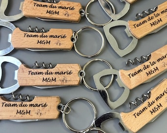 Personalized wooden lemonade key ring - bottle opener knife corkscrew - Father's Day - bachelorette party wedding gift