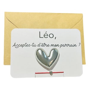 Carte annonce grossesse personnalisé-demande veux tu être mon parrain -broche cœur personnalisé et bracelet pendentif cœur-promue parrain