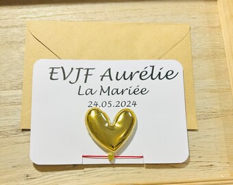 Personalized EVJF gift-personalized heart brooch-personalized EVJF bracelet-cord wire bracelet-EVJF card-bridesmaid gift